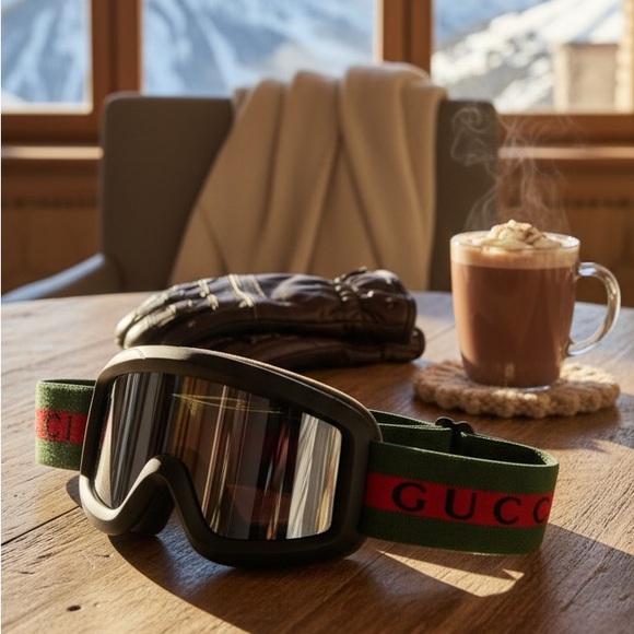Gucci Kids Goggles with Green and Red Strap - Picture 1 of 3